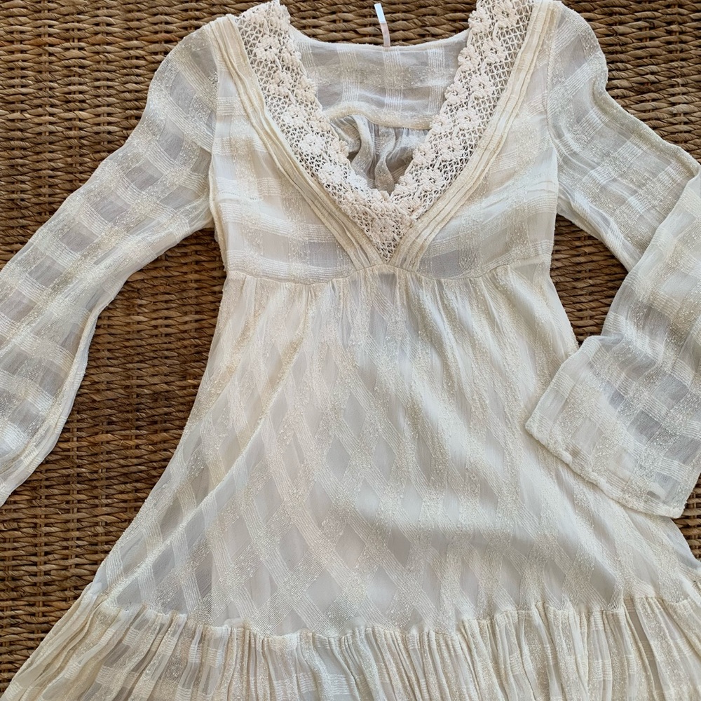 Free People Boho Crochet Detail Mini Dress